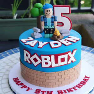 Blue Roblox Bricks Cake