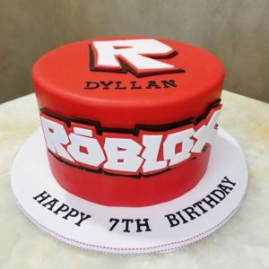 Red Roblox Logo Cake