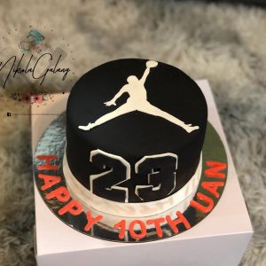 Black Fondant Cake with White Jordan Logo