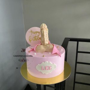 Bridal Pink Shower Cake with Edible White and Golden Pearls