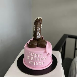 Bridal Pink and Black Shower Cake