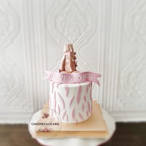 Bridal White and Pink Shower Cake