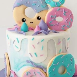 Party Cake with Doughnuts and Sprinkles