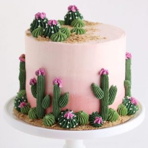 Pink Desert Cake with Cactuses