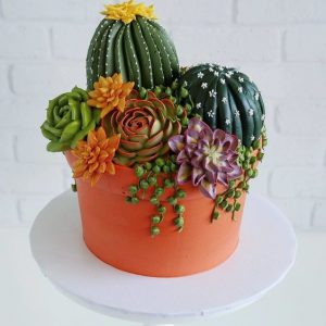 Gorgeous Potted Cake with a Wide Variety of Flowers