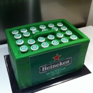 Heineken Box Cake with Bottle Caps