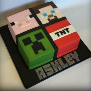 Minecraft Block Fondant Cake with Multiple Designs