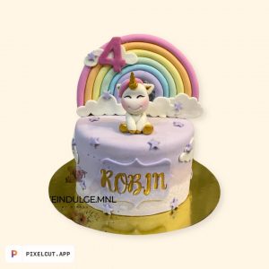 Unicorn Purple Cake with Unicorn Figurine