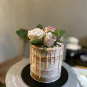 Elegant Naked Wedding Cake with Drip
