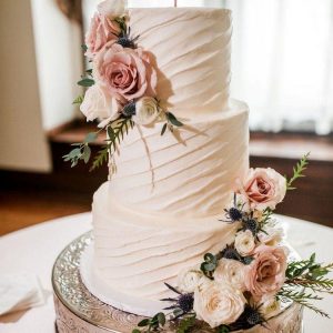 Textured Cake with Blush Pink Roses