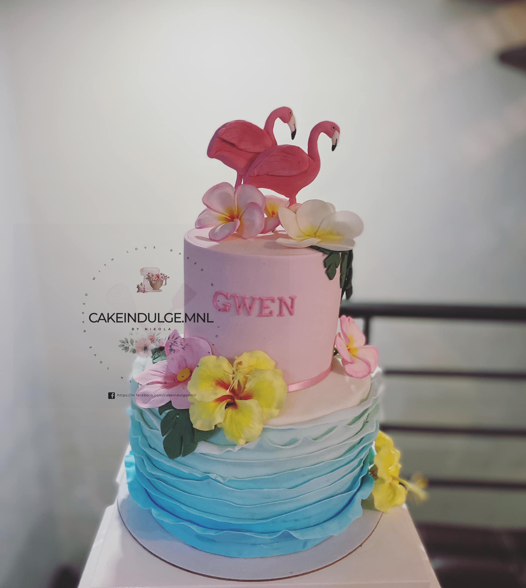 3 Tier Tropical Flamingo themed Cake – Zara Cakes