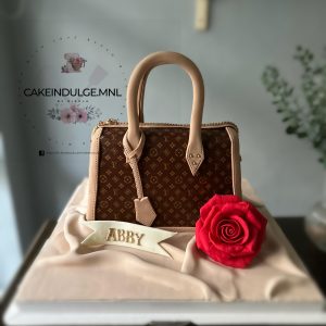 LV Beautiful Bag Cake with Red Rose