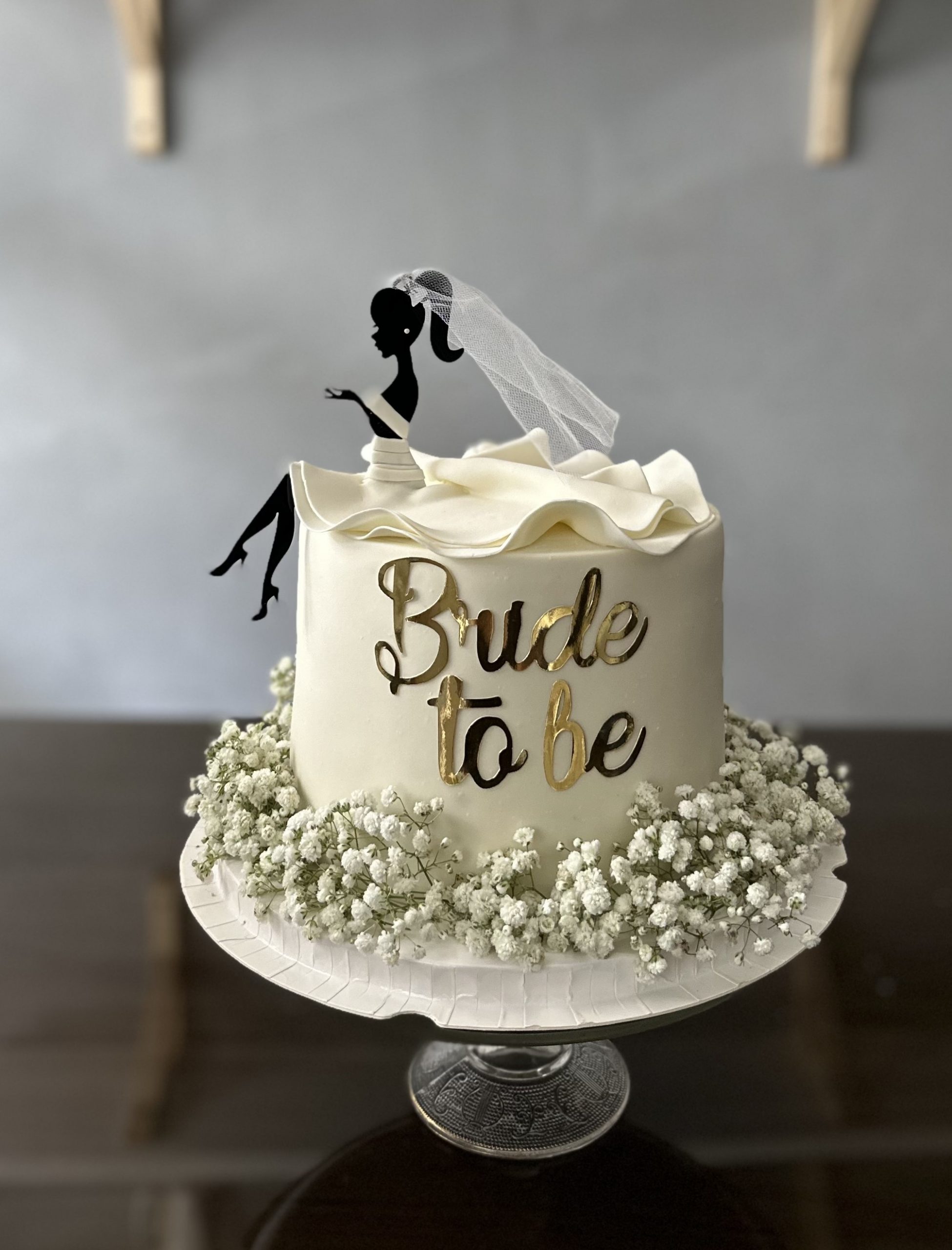 Bridal Shower White Cake with Baby’s-breath Flowers - CakeIndulge PH