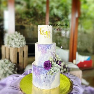 3 Tier Purple Wedding Cake